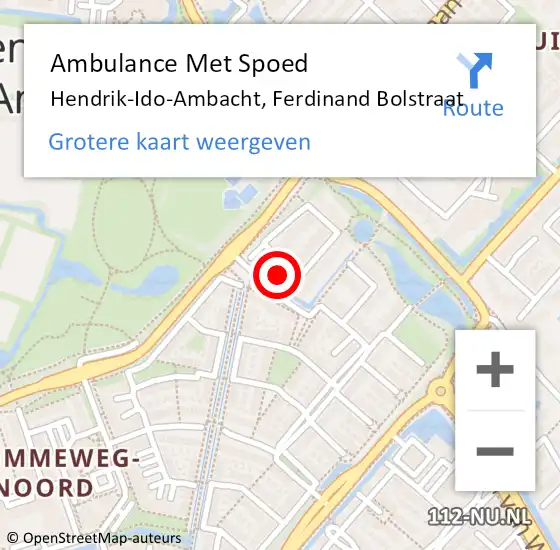 Locatie op kaart van de 112 melding: Ambulance Met Spoed Naar Hendrik-Ido-Ambacht, Ferdinand Bolstraat op 21 april 2024 13:33