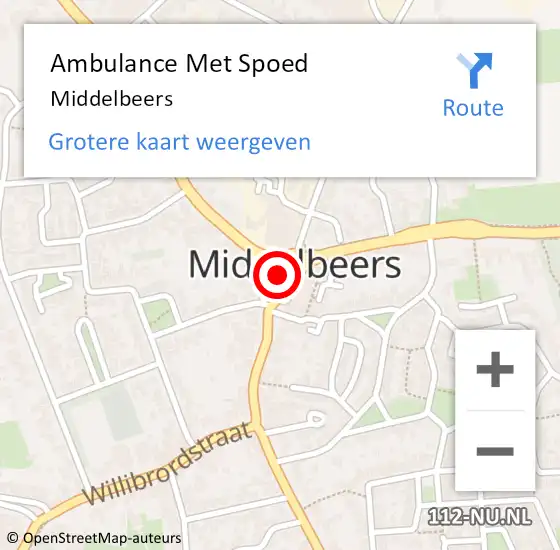 Locatie op kaart van de 112 melding: Ambulance Met Spoed Naar Middelbeers op 21 april 2024 14:06