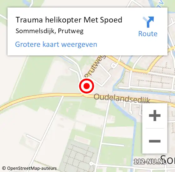 Locatie op kaart van de 112 melding: Trauma helikopter Met Spoed Naar Sommelsdijk, Prutweg op 21 april 2024 14:07