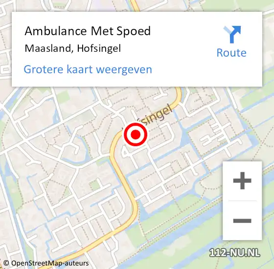 Locatie op kaart van de 112 melding: Ambulance Met Spoed Naar Maasland, Hofsingel op 21 april 2024 14:23
