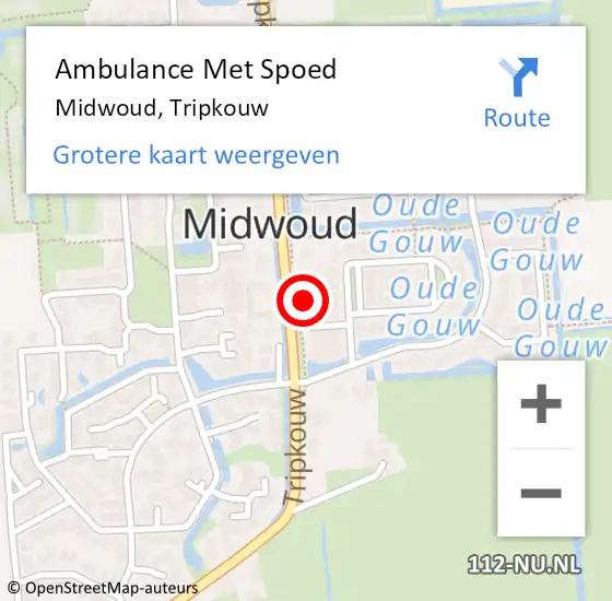 Locatie op kaart van de 112 melding: Ambulance Met Spoed Naar Midwoud, Tripkouw op 21 april 2024 14:32