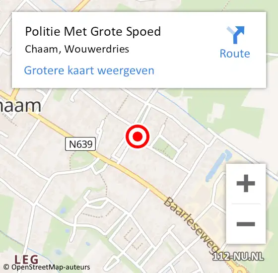 Locatie op kaart van de 112 melding: Politie Met Grote Spoed Naar Chaam, Wouwerdries op 21 april 2024 14:37