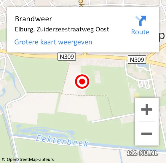 Locatie op kaart van de 112 melding: Brandweer Elburg, Zuiderzeestraatweg Oost op 21 april 2024 14:58