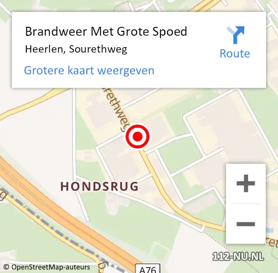 Locatie op kaart van de 112 melding: Brandweer Met Grote Spoed Naar Heerlen, Sourethweg op 21 april 2024 15:04
