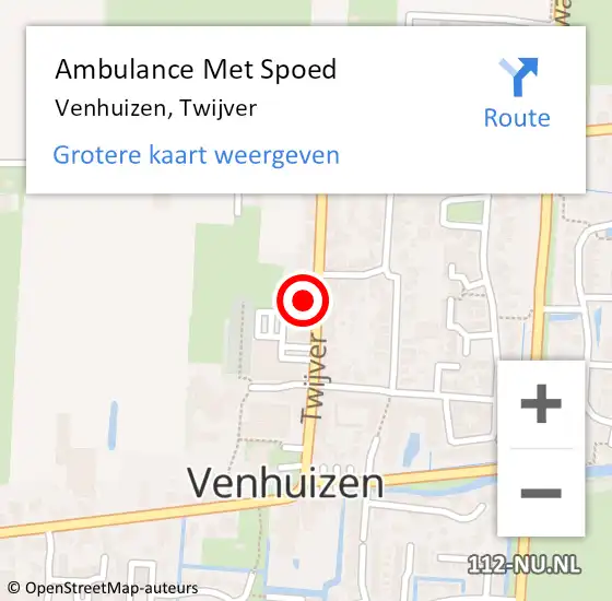 Locatie op kaart van de 112 melding: Ambulance Met Spoed Naar Venhuizen, Twijver op 21 april 2024 15:07