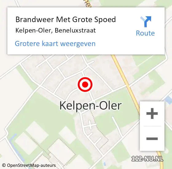 Locatie op kaart van de 112 melding: Brandweer Met Grote Spoed Naar Kelpen-Oler, Beneluxstraat op 21 april 2024 15:17
