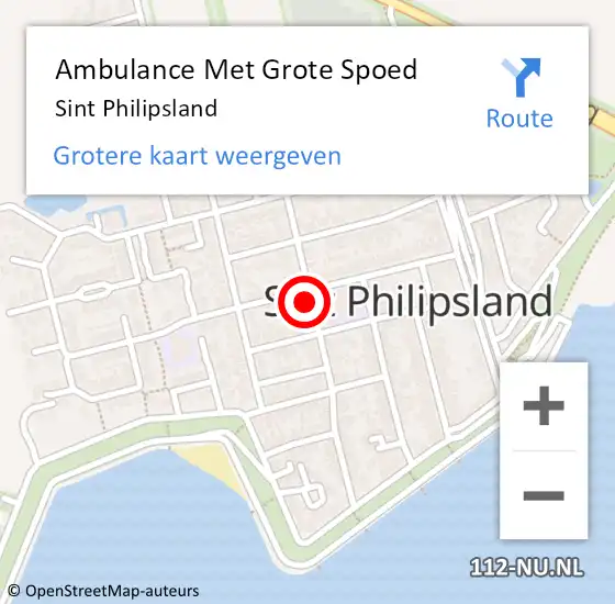 Locatie op kaart van de 112 melding: Ambulance Met Grote Spoed Naar Sint Philipsland op 21 april 2024 15:36