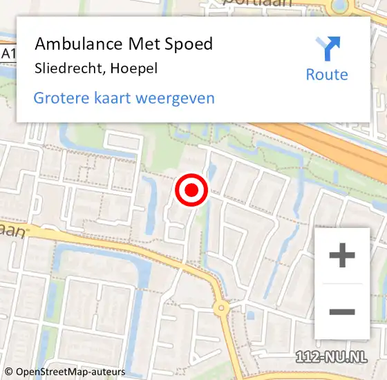 Locatie op kaart van de 112 melding: Ambulance Met Spoed Naar Sliedrecht, Hoepel op 21 april 2024 15:40