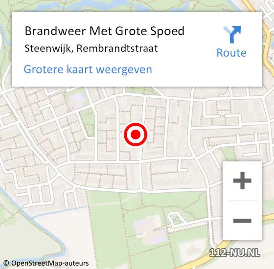 Locatie op kaart van de 112 melding: Brandweer Met Grote Spoed Naar Steenwijk, Rembrandtstraat op 21 april 2024 15:45