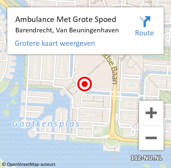 Locatie op kaart van de 112 melding: Ambulance Met Grote Spoed Naar Barendrecht, Van Beuningenhaven op 21 april 2024 17:06