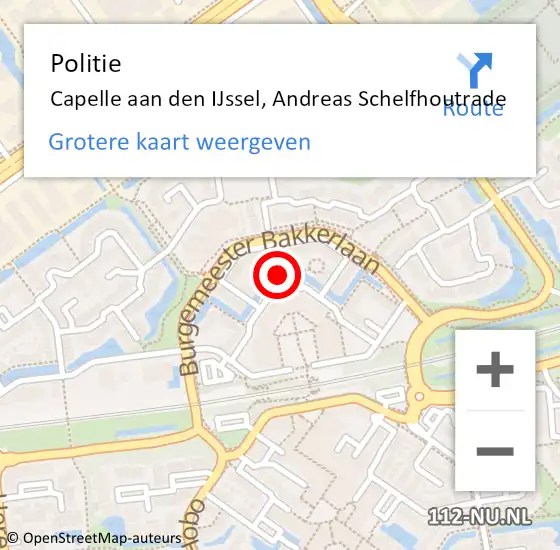 Locatie op kaart van de 112 melding: Politie Capelle aan den IJssel, Andreas Schelfhoutrade op 21 april 2024 17:14