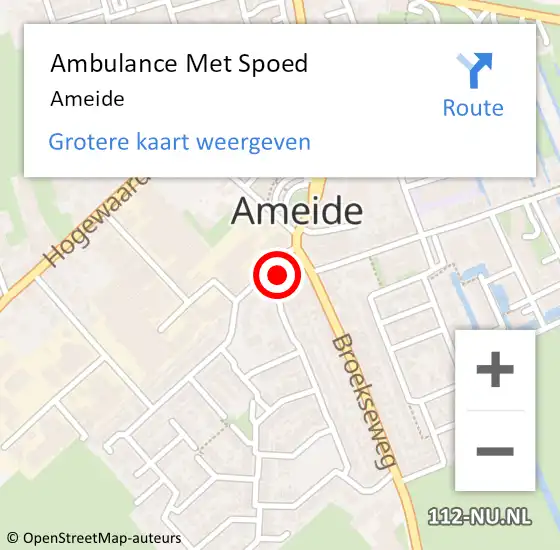 Locatie op kaart van de 112 melding: Ambulance Met Spoed Naar Ameide op 21 april 2024 17:18