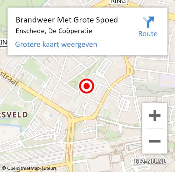 Locatie op kaart van de 112 melding: Brandweer Met Grote Spoed Naar Enschede, De Coöperatie op 21 april 2024 17:27