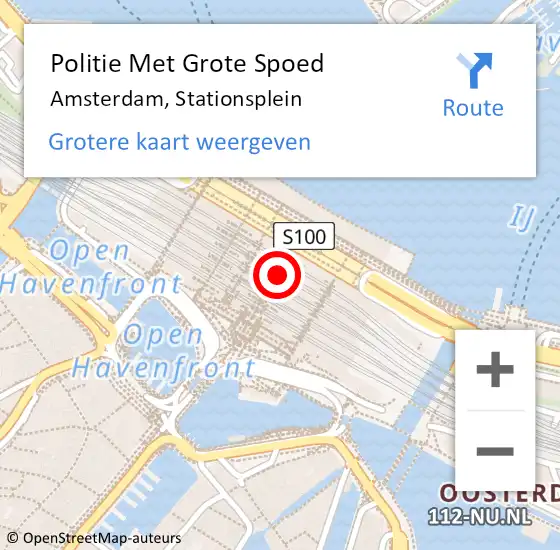 Locatie op kaart van de 112 melding: Politie Met Grote Spoed Naar Amsterdam, Stationsplein op 21 april 2024 17:38