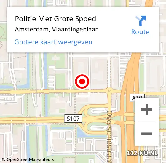 Locatie op kaart van de 112 melding: Politie Met Grote Spoed Naar Amsterdam, Vlaardingenlaan op 21 april 2024 17:55