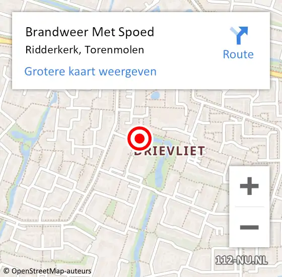 Locatie op kaart van de 112 melding: Brandweer Met Spoed Naar Ridderkerk, Torenmolen op 21 april 2024 18:02