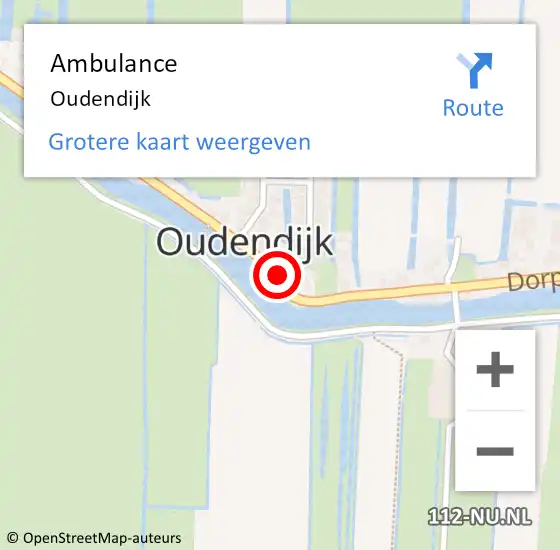 Locatie op kaart van de 112 melding: Ambulance Oudendijk op 21 april 2024 18:07