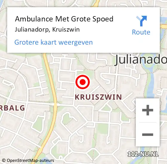 Locatie op kaart van de 112 melding: Ambulance Met Grote Spoed Naar Julianadorp, Kruiszwin op 21 april 2024 18:17