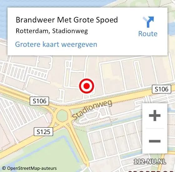 Locatie op kaart van de 112 melding: Brandweer Met Grote Spoed Naar Rotterdam, Stadionweg op 21 april 2024 18:22