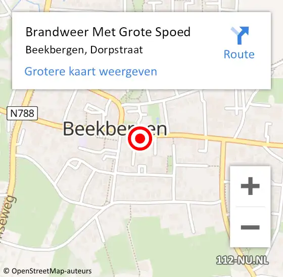 Locatie op kaart van de 112 melding: Brandweer Met Grote Spoed Naar Beekbergen, Dorpstraat op 21 april 2024 18:52