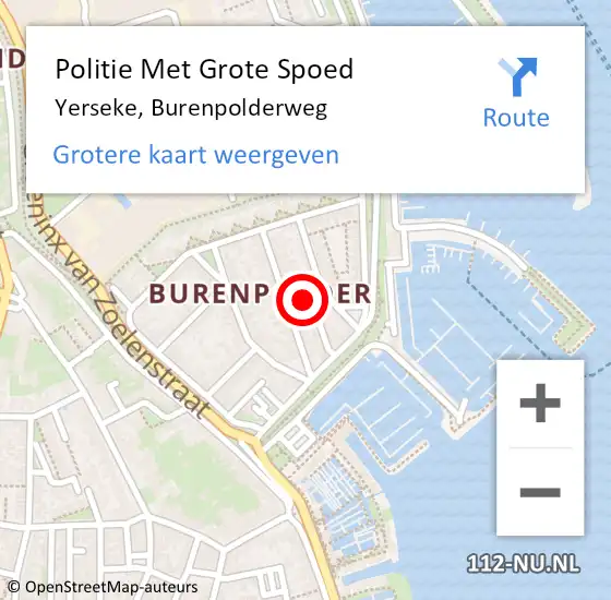 Locatie op kaart van de 112 melding: Politie Met Grote Spoed Naar Yerseke, Burenpolderweg op 21 april 2024 18:59