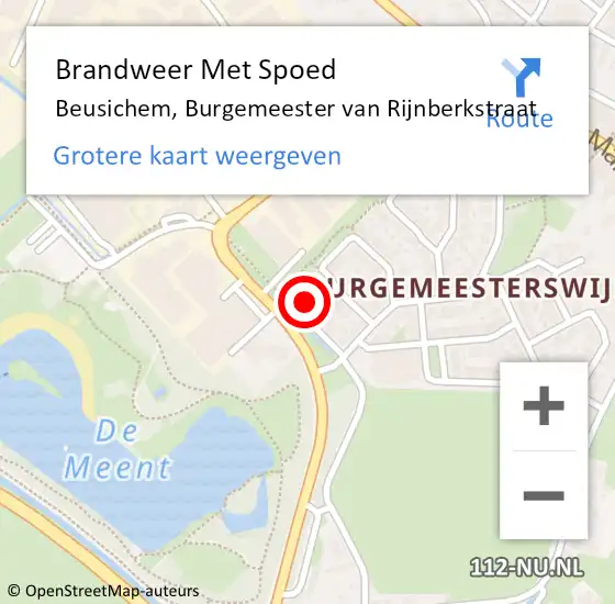 Locatie op kaart van de 112 melding: Brandweer Met Spoed Naar Beusichem, Burgemeester van Rijnberkstraat op 21 april 2024 19:02