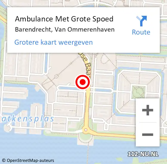 Locatie op kaart van de 112 melding: Ambulance Met Grote Spoed Naar Barendrecht, Van Ommerenhaven op 21 april 2024 19:47