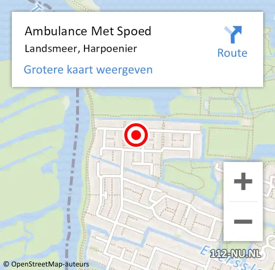 Locatie op kaart van de 112 melding: Ambulance Met Spoed Naar Landsmeer, Harpoenier op 21 april 2024 19:59