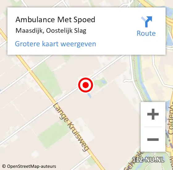 Locatie op kaart van de 112 melding: Ambulance Met Spoed Naar Maasdijk, Oostelijk Slag op 21 april 2024 20:22