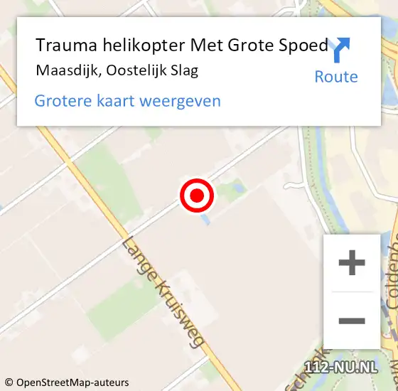 Locatie op kaart van de 112 melding: Trauma helikopter Met Grote Spoed Naar Maasdijk, Oostelijk Slag op 21 april 2024 20:22