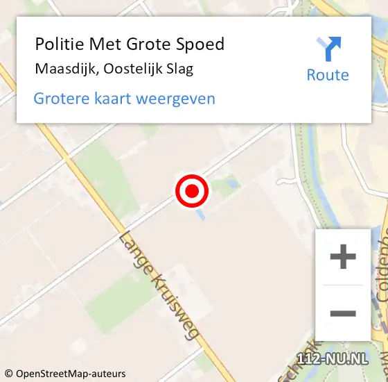 Locatie op kaart van de 112 melding: Politie Met Grote Spoed Naar Maasdijk, Oostelijk Slag op 21 april 2024 20:22