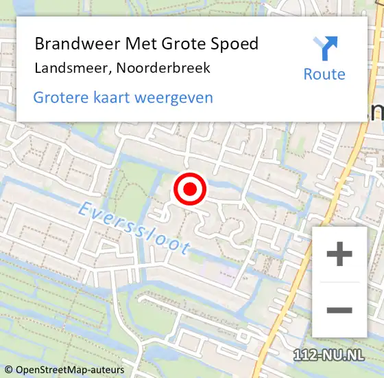 Locatie op kaart van de 112 melding: Brandweer Met Grote Spoed Naar Landsmeer, Noorderbreek op 21 april 2024 20:29