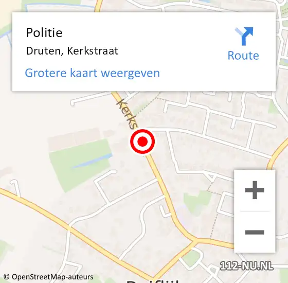 Locatie op kaart van de 112 melding: Politie Druten, Kerkstraat op 21 april 2024 20:31