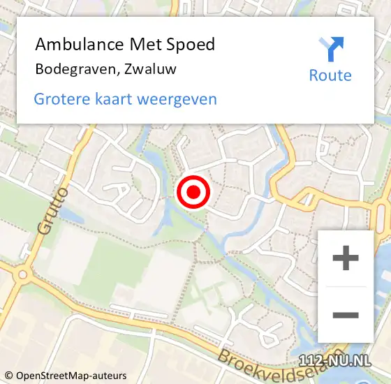 Locatie op kaart van de 112 melding: Ambulance Met Spoed Naar Bodegraven, Zwaluw op 21 april 2024 20:34