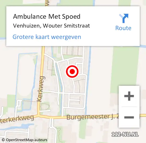Locatie op kaart van de 112 melding: Ambulance Met Spoed Naar Venhuizen, Wouter Smitstraat op 21 april 2024 20:53