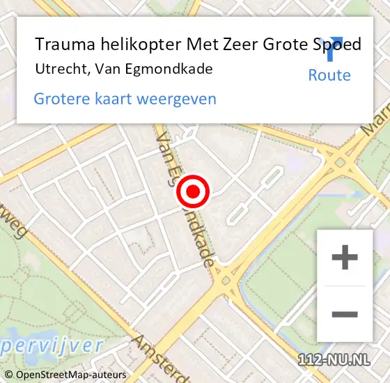 Locatie op kaart van de 112 melding: Trauma helikopter Met Zeer Grote Spoed Naar Utrecht, Van Egmondkade op 21 april 2024 21:11