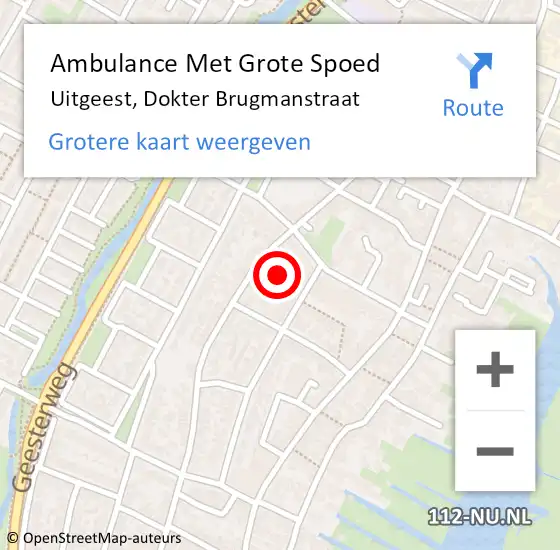 Locatie op kaart van de 112 melding: Ambulance Met Grote Spoed Naar Uitgeest, Dokter Brugmanstraat op 21 april 2024 21:18