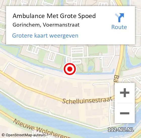 Locatie op kaart van de 112 melding: Ambulance Met Grote Spoed Naar Gorinchem, Voermanstraat op 21 april 2024 21:19
