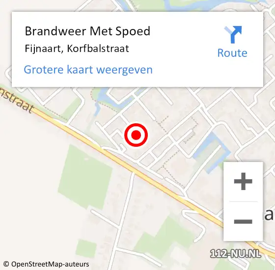 Locatie op kaart van de 112 melding: Brandweer Met Spoed Naar Fijnaart, Korfbalstraat op 21 april 2024 21:50