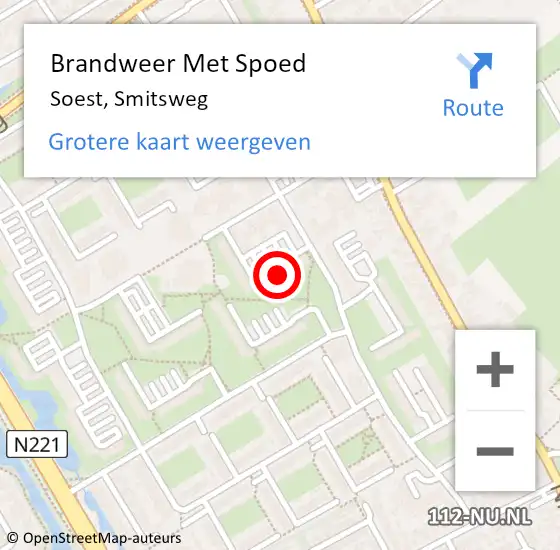 Locatie op kaart van de 112 melding: Brandweer Met Spoed Naar Soest, Smitsweg op 21 april 2024 22:00