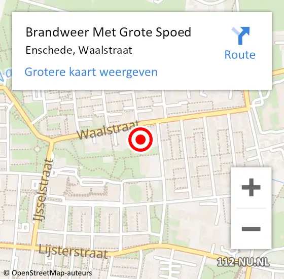 Locatie op kaart van de 112 melding: Brandweer Met Grote Spoed Naar Enschede, Waalstraat op 21 april 2024 22:09