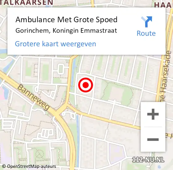 Locatie op kaart van de 112 melding: Ambulance Met Grote Spoed Naar Gorinchem, Koningin Emmastraat op 21 april 2024 22:23