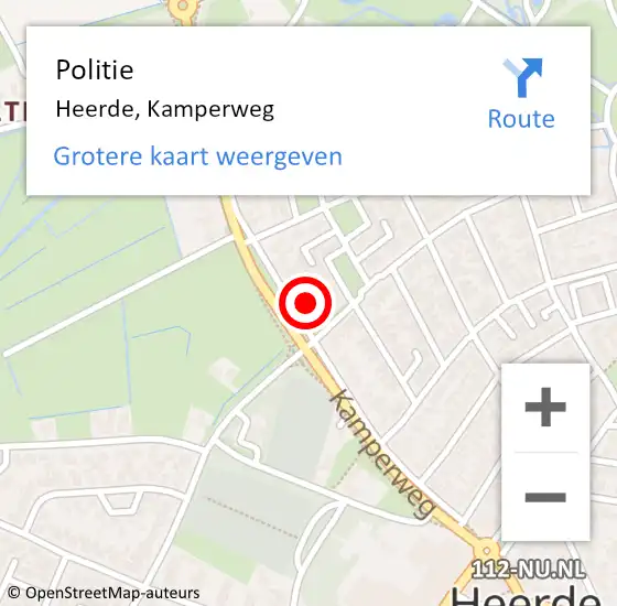 Locatie op kaart van de 112 melding: Politie Heerde, Kamperweg op 21 april 2024 22:33