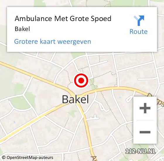 Locatie op kaart van de 112 melding: Ambulance Met Grote Spoed Naar Bakel op 21 april 2024 22:42