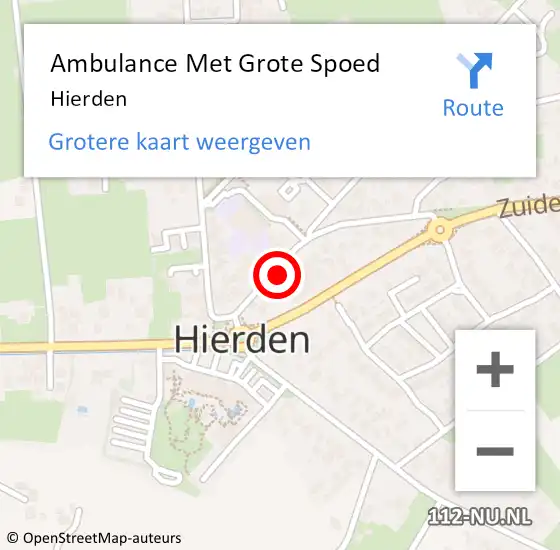 Locatie op kaart van de 112 melding: Ambulance Met Grote Spoed Naar Hierden op 21 april 2024 22:43