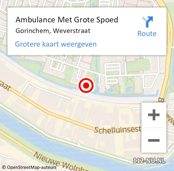 Locatie op kaart van de 112 melding: Ambulance Met Grote Spoed Naar Gorinchem, Weverstraat op 21 april 2024 23:34