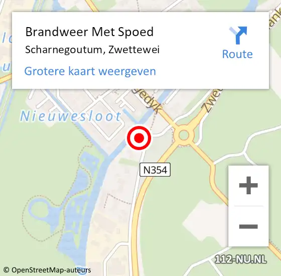 Locatie op kaart van de 112 melding: Brandweer Met Spoed Naar Scharnegoutum, Zwettewei op 21 april 2024 23:55