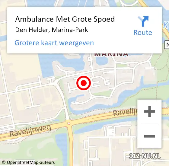 Locatie op kaart van de 112 melding: Ambulance Met Grote Spoed Naar Den Helder, Marina-Park op 22 april 2024 00:12