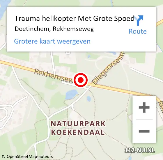 Locatie op kaart van de 112 melding: Trauma helikopter Met Grote Spoed Naar Doetinchem, Rekhemseweg op 22 april 2024 00:57