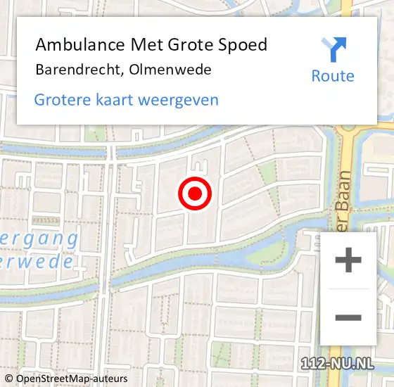 Locatie op kaart van de 112 melding: Ambulance Met Grote Spoed Naar Barendrecht, Olmenwede op 22 april 2024 01:00